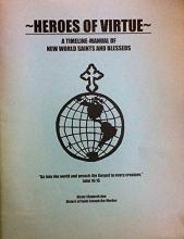 Book cover: 'Heroes of Virtue: A Timeline-manual of New World Saints and Blessed'